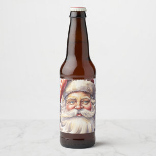 Rótulo Para Garrafa De Cerveja Retro Papai Noel num Natal Red Hat