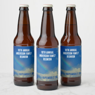 Rótulo Para Garrafa De Cerveja Reunião Familiar Rainbow Colorful Summer Picinic
