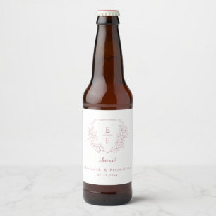 Rótulo Para Garrafa De Cerveja Rosa Dourado Pasta de Monograma do Blossom Cereja 