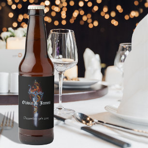 Rótulo Para Garrafa De Cerveja Rosas de espadas do Dragão Vermelho