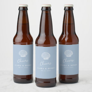 Rótulo Para Garrafa De Cerveja Rótulo de Cerveja de Casamento de Conchas Marinhas