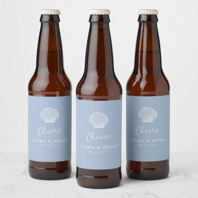 Rótulo Para Garrafa De Cerveja Rótulo de Cerveja de Casamento de Conchas Marinhas (Garrafas)