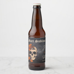 Rótulo Para Garrafa De Cerveja Rótulo de Cerveja de Casamento Floral Laranja Eleg
