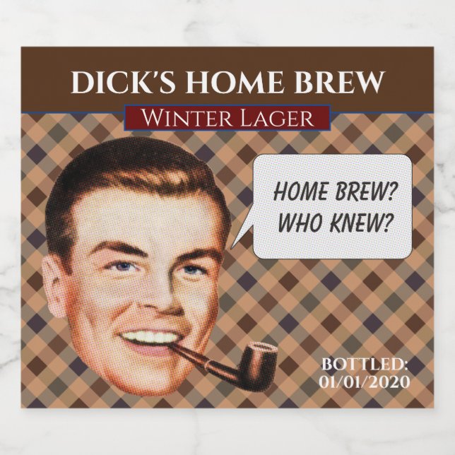 Rótulo Para Garrafa De Cerveja Rótulo de Garrafa da Cerveja Caseira do Dick (Rótulo Único)