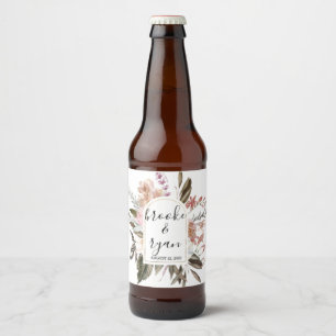 Rótulo Para Garrafa De Cerveja Rótulo de Garrafa de Cerveja Casamento Boho Rosa
