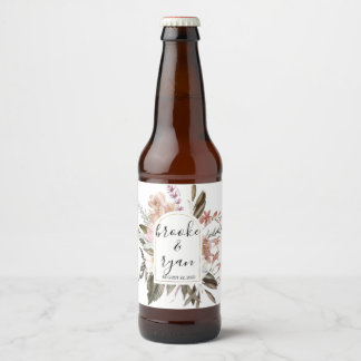 Rótulo Para Garrafa De Cerveja Rótulo de Garrafa de Cerveja Casamento Boho Rosa