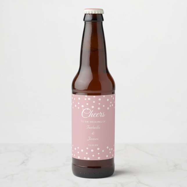 Rótulo Para Garrafa De Cerveja Rótulo de Garrafa de Cerveja Pérolas em Rosa Poeir (Frente)