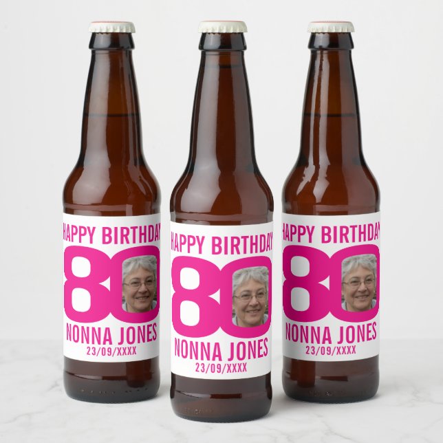 Rótulo Para Garrafa De Cerveja Rótulo de nome de foto personalizado de Aniversári (Garrafas)