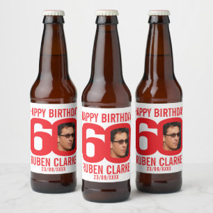 Rótulo Para Garrafa De Cerveja Rótulo de nome de foto personalizado do 60º aniv