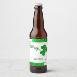 Rótulo Para Garrafa De Cerveja Rua de Shamrock Verde Sparkly Patrick Personalizad