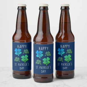 Rótulo Para Garrafa De Cerveja Rua Feliz de Shamrock Feliz, dia de Patrick 