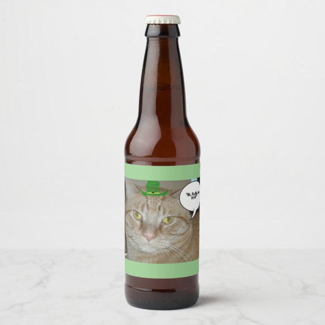 Rótulo Para Garrafa De Cerveja Rua, Gato de Tabby do Dia de Patrick (Frente)