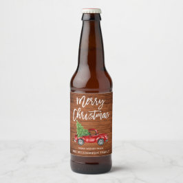 Rótulo Para Garrafa De Cerveja Rustic Wood Brussel Caminhão Vintage de Natal