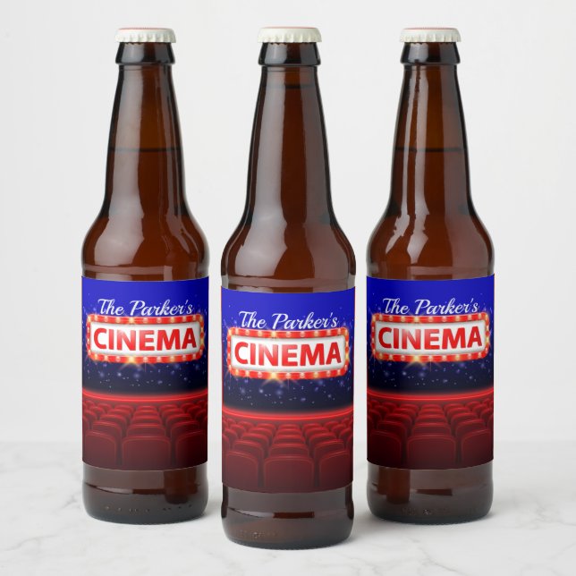 Rótulo Para Garrafa De Cerveja Sala Personalizada da Família Cinema em Cinema (Garrafas)