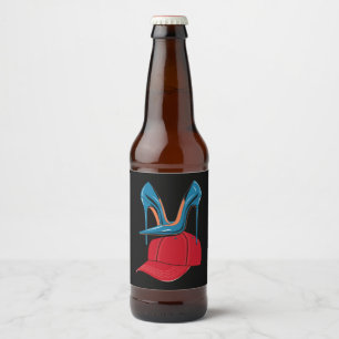 Rótulo Para Garrafa De Cerveja Saltos pisando Chapéu Vermelho MAGA Eleição 2024