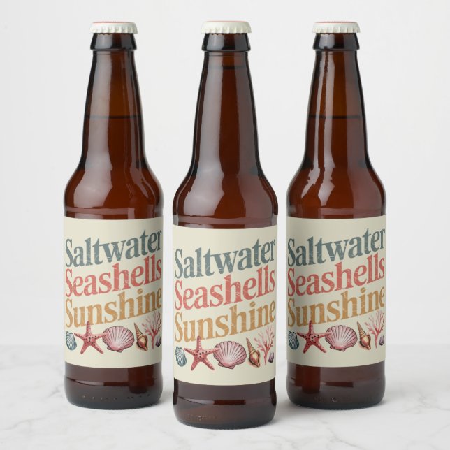 Rótulo Para Garrafa De Cerveja Saltwater Seashells Sunshine Summer Férias de Prai (Garrafas)