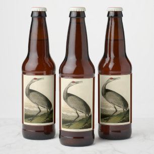 Rótulo Para Garrafa De Cerveja Sandhill Crane das Aves da América de Audubon