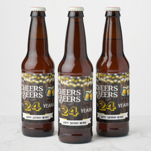 Rótulo Para Garrafa De Cerveja Saudações e Cervejas para 24 Anos de Aniversário R