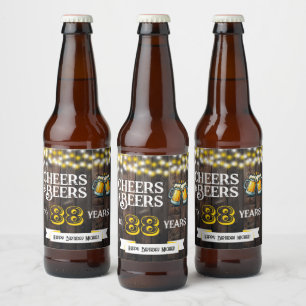 Rótulo Para Garrafa De Cerveja Saudações e Cervejas para 88 Anos de Aniversário R