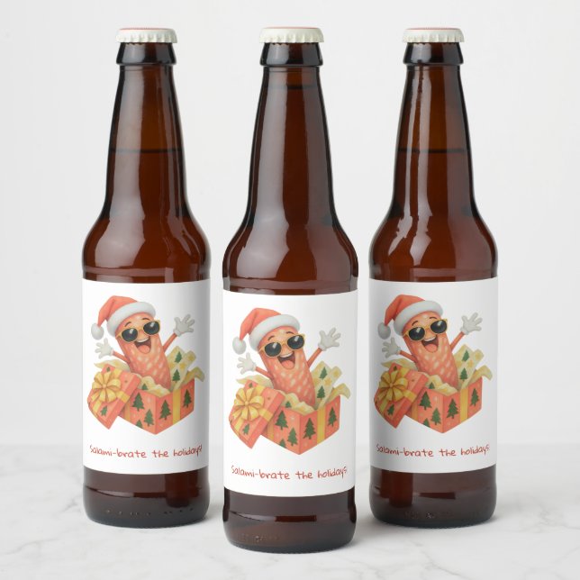 Rótulo Para Garrafa De Cerveja saúdam o Natal com salame! (Garrafas)