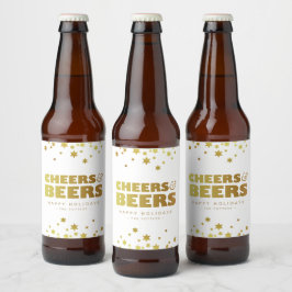 Rótulo Para Garrafa De Cerveja Saúde e Cervejas | Natal divertido Branco e Dourad