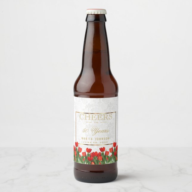 Rótulo Para Garrafa De Cerveja Saúde para 50 anos - Qualquer Aniversário (Frente)