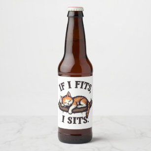 Rótulo Para Garrafa De Cerveja Se Ajustado, Sento Um Gatinho Felino De Gato Engra