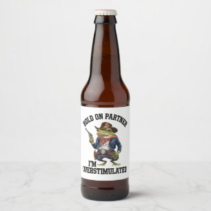 Rótulo Para Garrafa De Cerveja Segure Parceiro Estou Superestimulado Cowboy Frog 