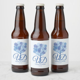Rótulo Para Garrafa De Cerveja Shades of Blue of Elegant Tree Design