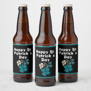 Rótulo Para Garrafa De Cerveja Shamrock Clover Irish Happy Rua.