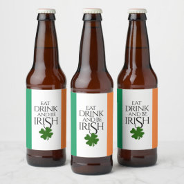 Rótulo Para Garrafa De Cerveja Shamrock coma bebida e Be Irish Flag