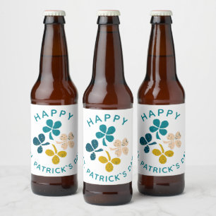 Rótulo Para Garrafa De Cerveja Shamrock de Véu Desenhando Ruas Felizes. 