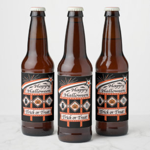 Rótulo Para Garrafa De Cerveja Símbolo de Dia das Bruxas da Vintagem Retroativa -