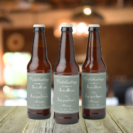 Rótulo Para Garrafa De Cerveja Simples Rustic Sage Green Weding Chic Script Names