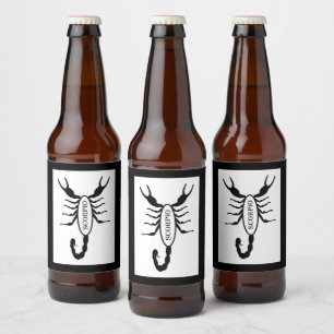 Rótulo Para Garrafa De Cerveja Sinal de Estrela Scorpion Preta
