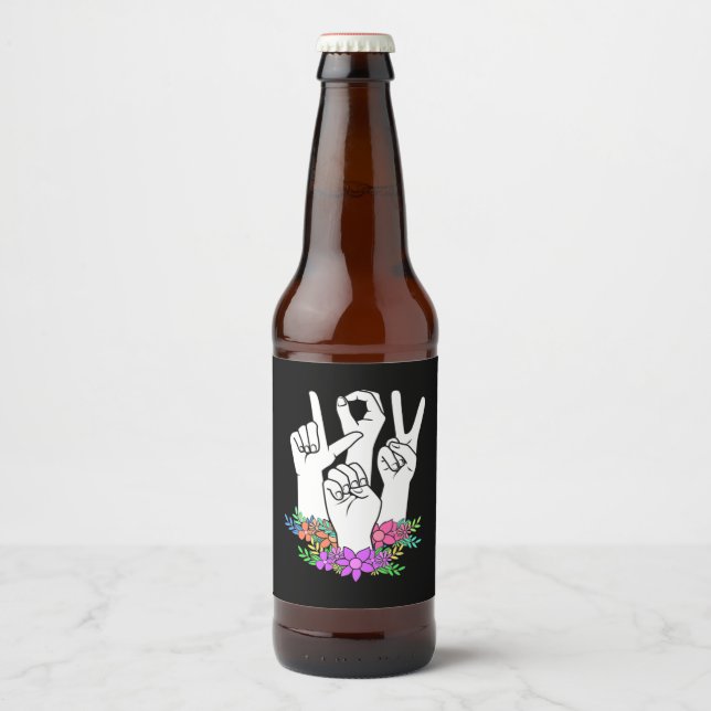 Rótulo Para Garrafa De Cerveja Sinal de Mão do Professor ASL (Frente)