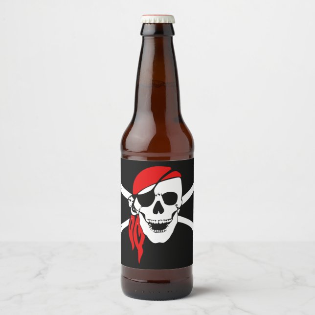 Rótulo Para Garrafa De Cerveja Sinalizador de Caveira Pirata (Frente)