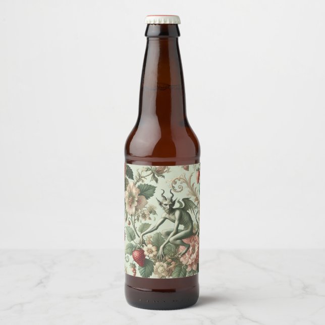 Rótulo Para Garrafa De Cerveja Sins de Morango - Barroco Gótico (Frente)