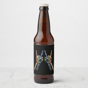 Rótulo Para Garrafa De Cerveja Skeleton Rock Hand LGBTQ Legal Sinalizador Arco-Ír