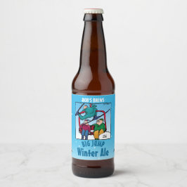 Rótulo Para Garrafa De Cerveja Skiers Cartoon Winter Ale