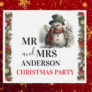 Rótulo Para Garrafa De Cerveja Snowman Cute Watercolor Fábios de Natal