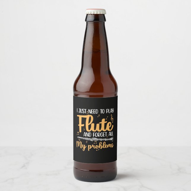 Rótulo Para Garrafa De Cerveja Só Preciso Jogar Flauta. (Frente)