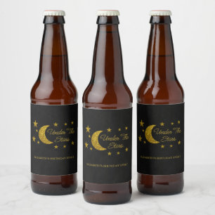 Rótulo Para Garrafa De Cerveja Sob o Aniversário das Estrelas