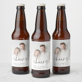 Rótulo Para Garrafa De Cerveja Sobreposição de Foto de Recém-Casados Minimalista 