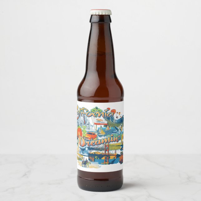 Rótulo Para Garrafa De Cerveja Sonho na Califórnia (Frente)