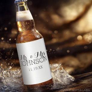 Rótulo Para Garrafa De Cerveja Sr. & Sra. Casamento Favorito - Branco Negro Minim