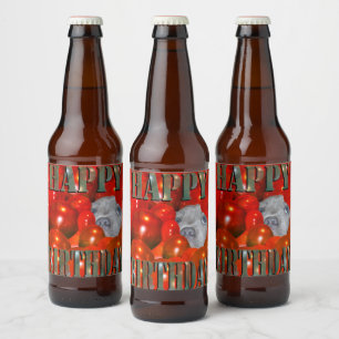 Rótulo Para Garrafa De Cerveja Staffy Puppy Happy Birthday Design,