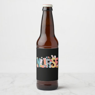Rótulo Para Garrafa De Cerveja Stethoscope de Enfermeira de Páscoa Coelho Ovos