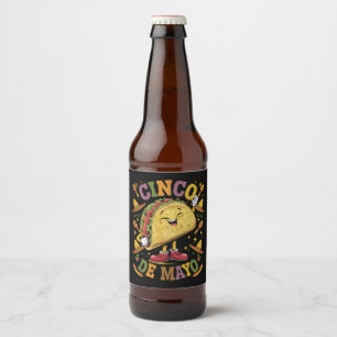 Rótulo Para Garrafa De Cerveja Taco Dançante Divertido Festa Cinco De Mayo