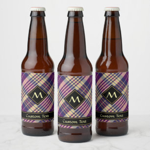 Rótulo Para Garrafa De Cerveja Tartan roxo, Dourado e azul